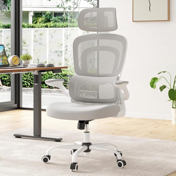 Ергономічне крісло для офісу Farini з регульованою підголовником, крісло для начальника, геймінгове крісло на коліщатках, сірий колір