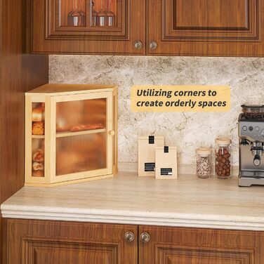 Бак для хліба на кухонну стільницю Eck, контейнер для домашнього хліба, двошаровий, великий бамбуковий контейнер для кухні з вікном (Білий, середній) (Натуральний, середній)