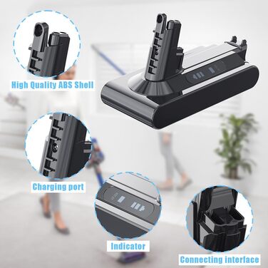 Замінний акумулятор Stanew 21.6V 4500mAh Li-ion для пилососів Dyson V8 SV10 (V10 BATTERY), з 2 фільтрами