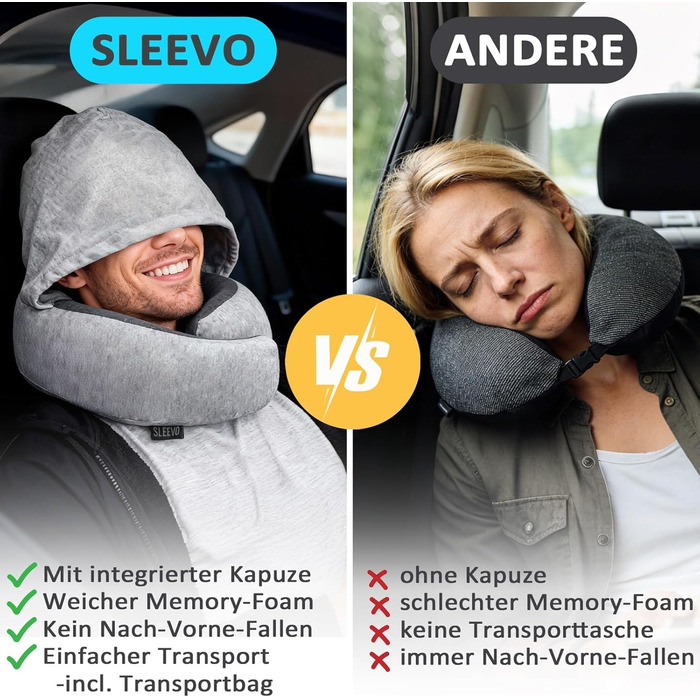 Подушка для шиї з капюшоном та піною з пам'яті - 