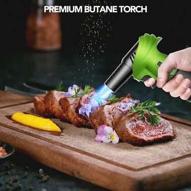 Бутанова запальничка-лампа Flambierbrenner: регульована, поворотна, для паяння, з безпечним закриттям (зелена/чорна)