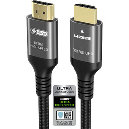 HDMI кабель Ubluker 48Gbps 2м, 8K 60Hz, 4K 240Hz, HDR10+, ARC, eARC, HDCP2.3, для PS5, Xbox, TV, PC, Roku, Netflix