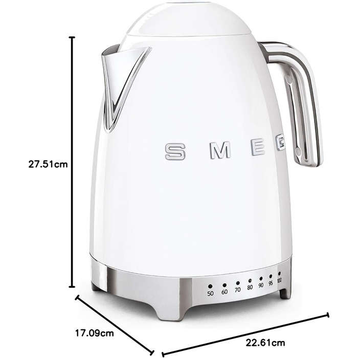 Smeg KLF04WHEU Kettle, 2400W, 1.7 liters, White