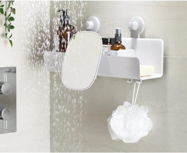 Joseph Joseph EasyStore Self-Draining Large Shower Shelf with Removable Mirror - White