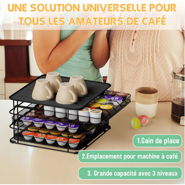 Підставка для капсул кави Masthome 3-ярусна для Dolce Gusto, 108 капсул, чорна