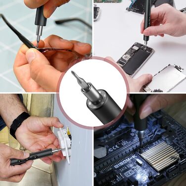 Міні-шуруповерт LOFICOPER 28 в 1: акумуляторний набір з LED, USB-C, 24 біти для ремонту ноутбуків та годинників (чорний)