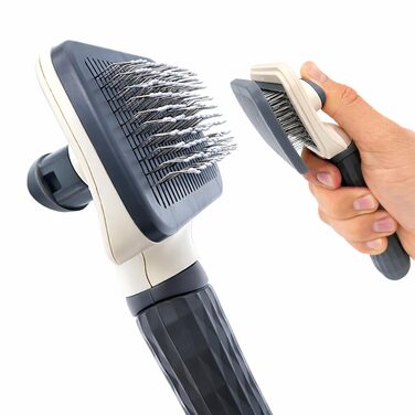 Щітка для собак та котів, самоочисна, сіра – видаляє випале шерсть, для довгої та короткої шерсті, блиск шерсті