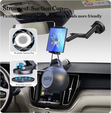 Тримач для планшета на вантажівку, авто, панель приладів, лобове скло. Довгий 43см кріплення з супер присоском. Сумісний з пікапами, комерційними вантажівками та планшетами