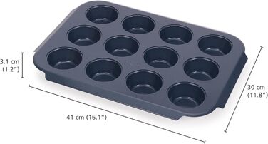 Форма для мафінів Joseph Nest Bake на 12 кексів, антипригарна, карбонова сталь, зручні ручки, компактна