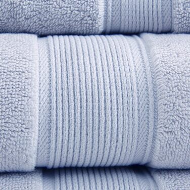 800GSM 100% Cotton Luxury Turkish Bathroom Towels, Highly Absorbent Long Oversized Linen Cotton Bath Towel Set, 8-Piece Includes 2 Bath Towels, 2 Hand Towels & 4 Wash Towels, Light Blue (Hellblau)