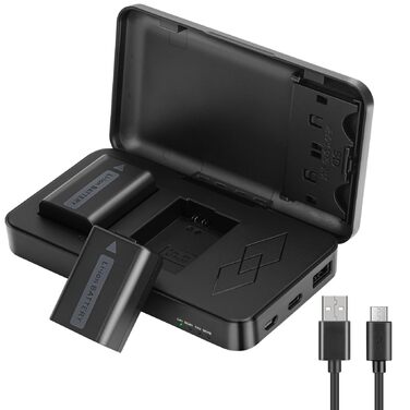 Запасний акумулятор JYJZPB NP-FW50 (2 x 1300mAh) з USB зарядним пристроєм та слотом для SD-картки для камер Sony Alpha A6000 A6300 A6400 A6500 ZV-E10 A7 A7 II A7R II A7SII A5000 A5100 NEX