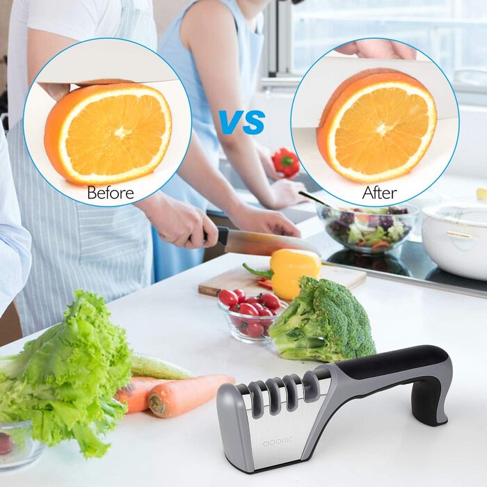 Точилка для ножів Adoric з 3/4 ступенів, вольфрамовий сталь, діамант, кераміка | Точилка для ножів