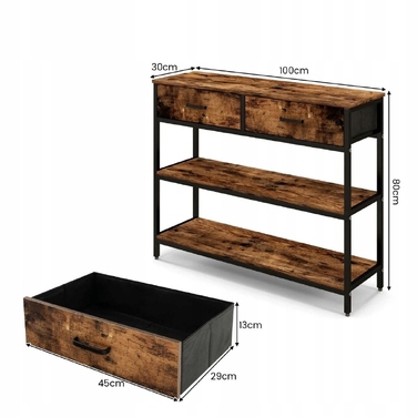 Консольний столик Costway, дуб рустикальний матовий, 100 x 80 x 30 см