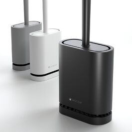 Силіконова щітка для унітазу SAVEGA з кришкою – плоска та гнучка – щітка для унітазу з кріпленням на стіну без свердління – антибактеріальна щітка для унітазу (білий) (чорний)