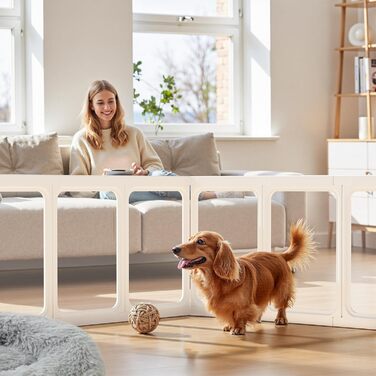 Клітка-біговий вольєр для цуценят Gardner Pet Acryl з акрилу, 60 см, 8 панелей, для дому, складана, прозора, з присосками, підходить для цуценят, кроликів, котів, свиней, білий