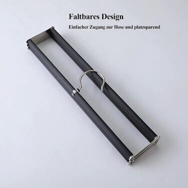 Collapsible Pants Hanger, Space-Saving Pants Hanger, Foldable Non-Slip Pants Rack Made of Stainless Steel, Multifunctional Closet Organizer, Holds Multiple Pants, Jeans, Scarves, Black