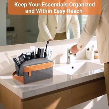 Чоловіча дорожня сумка Elviros для подорожей, набір для туалету, з великою місткістю, водонепроникна, з PU-шкіри, сірого кольору