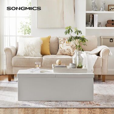 Складана пуф-лавка SONGMICS 110×38×38 см, біла, до 300 кг, 120 л