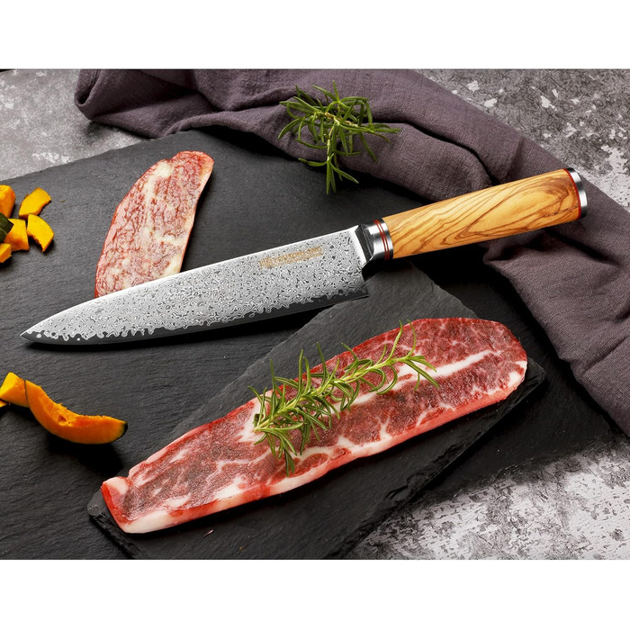 Японський кухонний ніж YOUSUNLONG Pro Gyuto 255mm з дамаської сталі з оливкового дерева - ніж шеф-кухаря