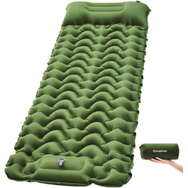 KingCamp Self-Inflating Camping Mat with Foot Pump - Lightweight Sleeping Pad for Hiking, Trekking, and Outdoor Adventures - Single Person, Green