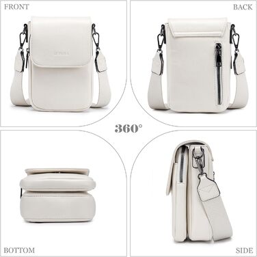 Сумка-органайзер на шию MUIIKOLA для смартфонів з RFID-захистом, веганська шкіра, бежевий. Сумка через плече для жінок з широким ременем та гаманцем.