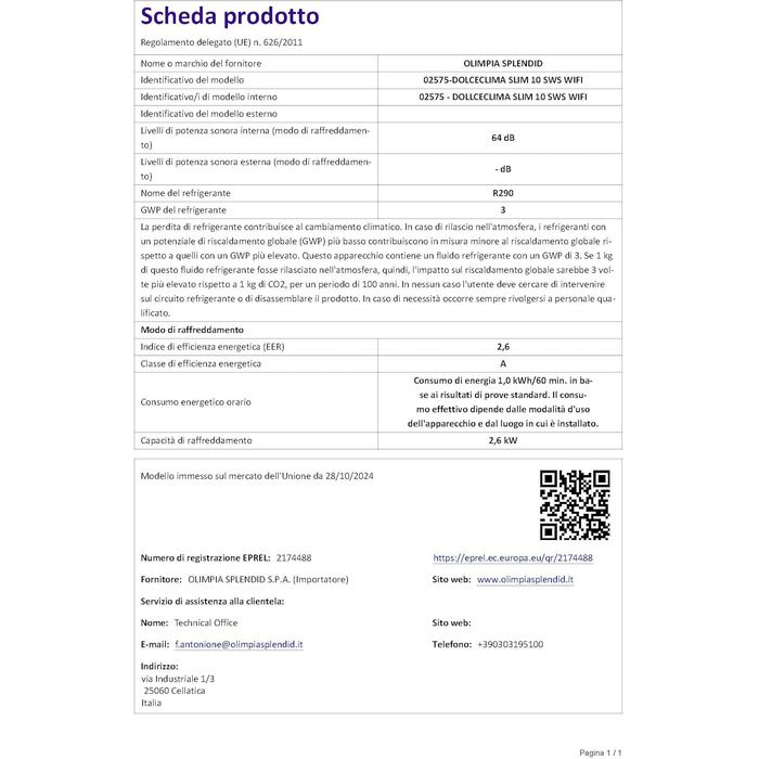 Мобільний кондиціонер Olimpia Splendid Dolceclima 8 WWB: Клімат-контроль, охолодження, осушення, вентиляція (2.1 кВт, 10000 BTU)