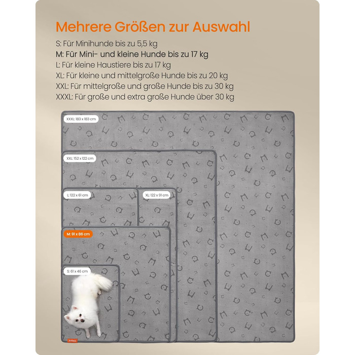 Водонепроникний килимок для собак Feandrea (2 шт.), 91 x 86 см, M, сірий. Зручний, слизький, вбираючий для собак, котів, кроликів