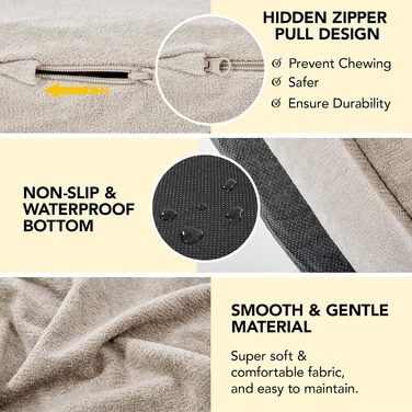 Кругле м'яке ліжко для собак та котів Deconovo, діаметр 61 см, ортопедичне, знімний кошик, Khaki