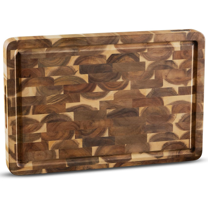 Дерев'яний обробний дошка Hackblock Classic з акації, 45 x 30 см, з канавкою для соку, преміум-якість