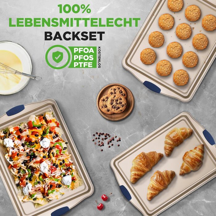 Набір форм для випічки NutriChef 6 шт. – дека для випічки, форма для мафінів, кексова форма з антипригарним покриттям, термостійка до 230°C, складна з силіконовими ручками з вуглецевої сталі – ідеально підходить для тортів, хліба та мафінів