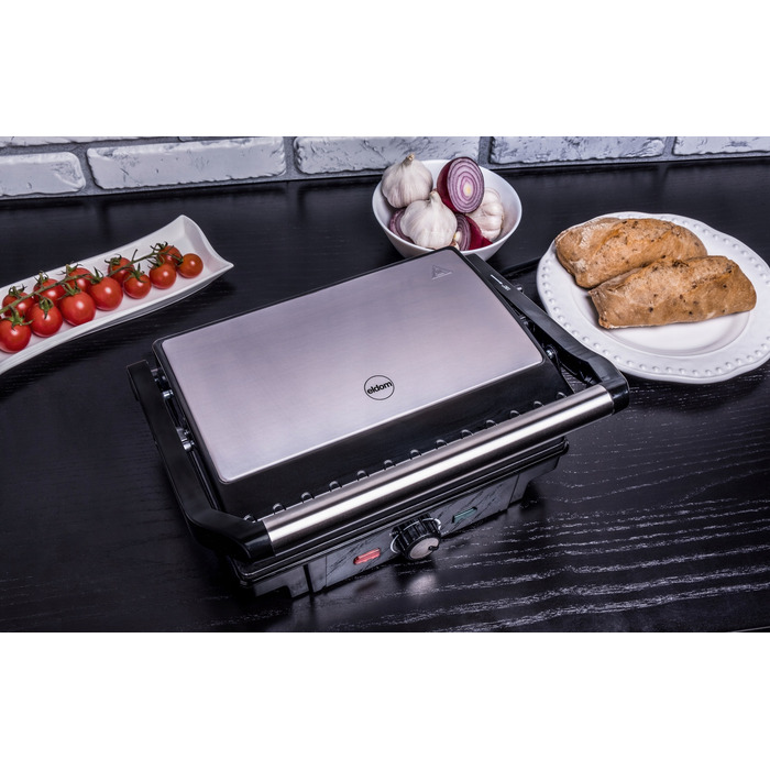 Складаний електричний контактний гриль Eldom GK130, сріблястий/сірий, 1600 Вт