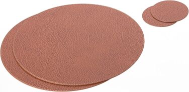 Nikalaz Placemats and Coasters made of Recycled Leather, Table Sets, 2 Piece Table Mats, Placemats 33 cm (Crocodile Embossing) (Dirty Brown)