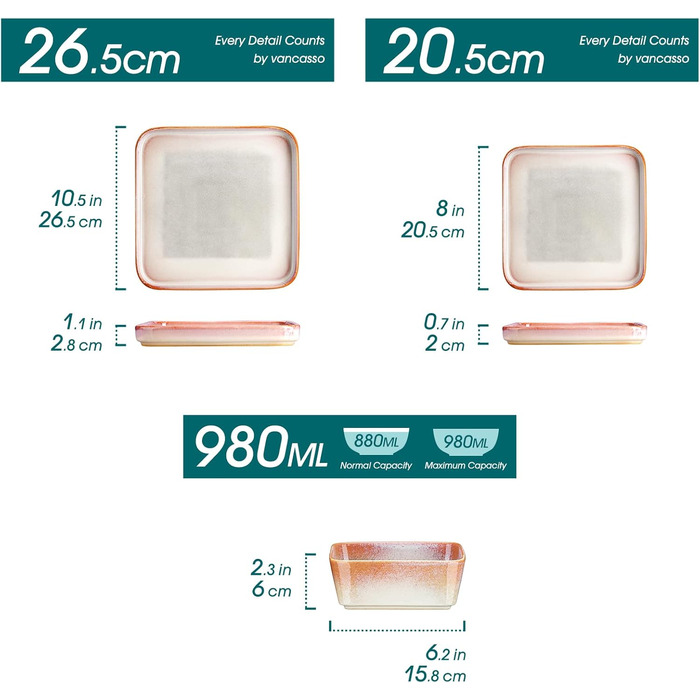 Набір посуду vancasso NEBULA з 12 елементів (4 сервізи), керамічний, для 4-12 осіб