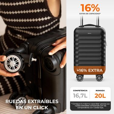 Чемодан ручної об'єму 20 л NUMADA Upfly - компактний, з ABS, для авіакомпаній Ryanair, Vueling, Easyjet (40 x 25 x 20 см)