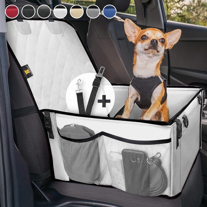 Extra Stable Dog Car Seat - Reinforced Walls & 5 Straps - Waterproof Dog Car Seat for Rear & Front Seat (Standard Size)