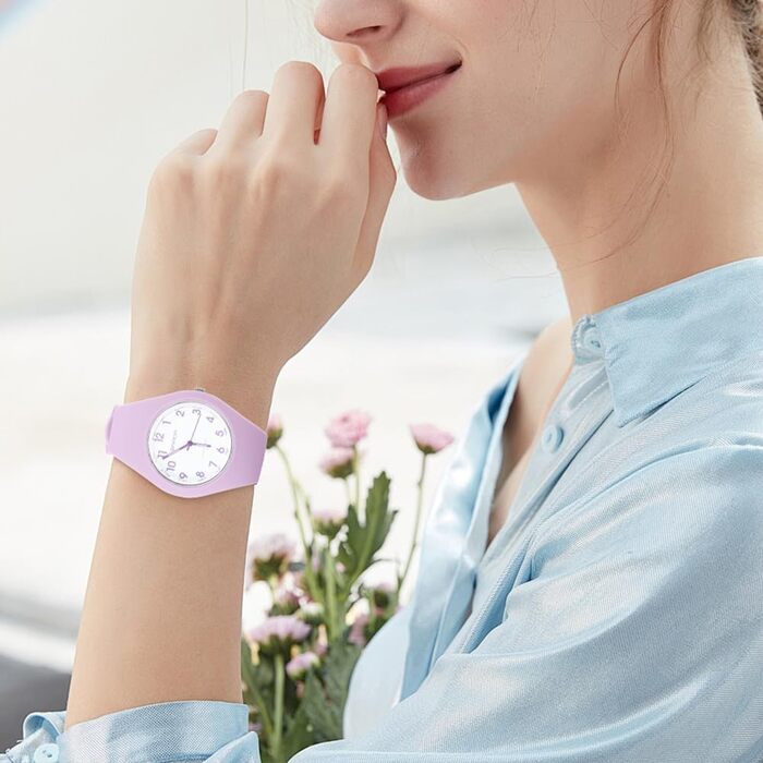 Жіночий годинник: аналоговий кварцовий годинник з силіконовим ремінцем. Спортивний годинник для студентів та дорослих (фіолетовий)