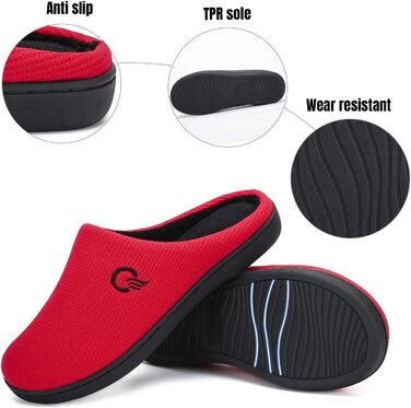 Тапочки Mishansha для дому чоловічі та жіночі зимові, зручні, з пам'яттю, розмір 36-47, червоні