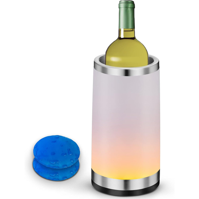 Elrigs Wine Cooler with Ambient RGB Touch Lamp | Bottle Cooler with 2 Cooling Pads for 750ml Champagne/Wine | Ideal as a Wine Gift for Women/Men | Wine Accessory for Party/Dinner