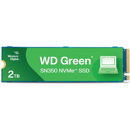 WD Green SN350 2TB NVMe SSD - Внутрішній SSD накопичувач M.2 2280, PCIe Gen3, QLC, до 3200 МБ/с
