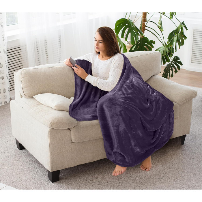 Плед Utopia Bedding: теплий та м'який флісовий плед 200x150 см (Lila)