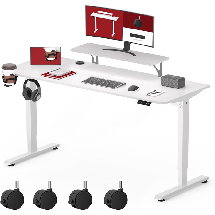 Регульований стіл Sanodesk для комп'ютера з підставкою для монітора, електричний, ергономічний, 120x60 см