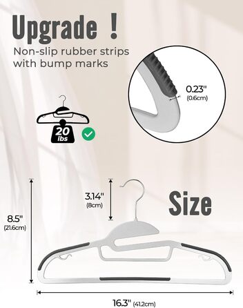 20 шт. Плечі для одягу HOUSE DAY з пластику - протиковзкі, для мокрого та сухого одягу, обертаються на 360°, міцні, сірі (з чорною гумовою смугою)