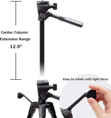 Штатив SLIK U884 4-ступеневий компактний легкий складаний з алюмінію для подорожей, DSLR/SLR, відео та фотокамер Canon, Nikon, Sony з 3-сторонньою головкою та сумкою - Чорний