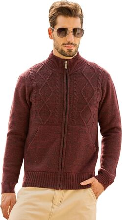 Чоловіча флісова куртка Les Umes з коміром-стійкою, Regular Fit (Бордовий, 3XL)