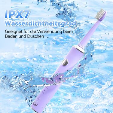 Електрична звукова зубна щітка JTF з очищувачем язика, 8 насадок, 5 режимів, функція пам'яті, таймер 2 хв, IPX7, швидка зарядка 3 год, для дорослих (блакитний) (фіолетовий + очищувач язика)