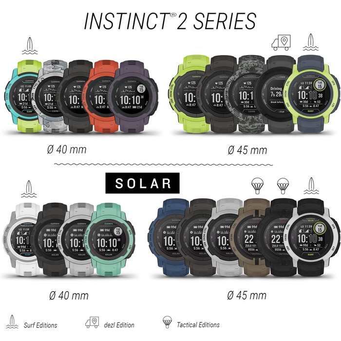 Розумний годинник Garmin Instinct 2S (відновлений) – GPS, 21 день роботи, для вузьких зап'ясть, 40+ спортивних функцій, сповіщення, аналіз сну