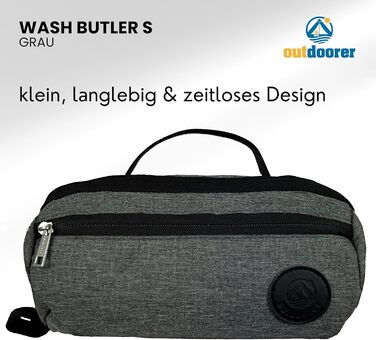 Wash Butler S від Outdoorer - компактна сіра дорожня косметичка для чоловіків та жінок, водонепроникний матеріал, ідеально підходить для подорожей, кемпінгу та ручної поклажі