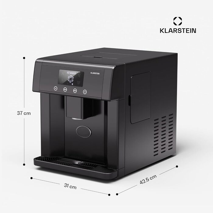 Машина для приготування льоду Klarstein Eiswürfelmaschine Klein, 3L, чорна. Виробляє до 15 кг льоду за 24 години, 3 розміри кубиків льоду. Легке очищення.