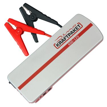 Портативний пусковий пристрій Dino KRAFTPAKET 12V-600A: для авто, мотоциклів та човнів. Підтримка різних типів акумуляторів (свинцево-кислотні, GEL, EFB, AGM). Ємність 66.6Wh, 18000mAh.