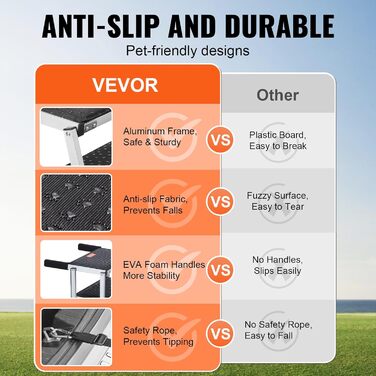 Сходинка для собак VEVOR у автомобіль: 5 сходинок, широка, складна, з антиковзким покриттям, легка алюмінієва, для авто, SUV та вантажівок (61-65 см)